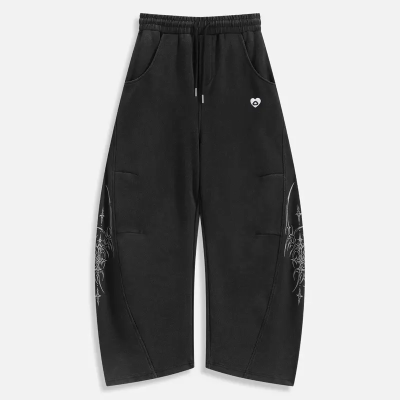 AELFRIC EDEN Men's Gothic Cotton Comfy Sweatpants - Baggy Barrel Leg Athleisure Joggers, Blade Graphic Print, Drawstring Waist, Vintage Fashion Streetwear Graphic Clothing Bottoms