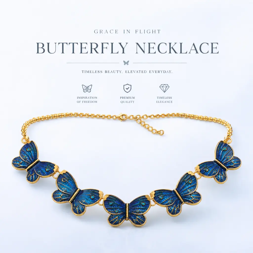 Women's Unisex Blue Butterfly Charm Necklace - 5cm Pendant, 28cm Adjustable Chain, Metal Coating, Casual, About 30g Costume Jewelry