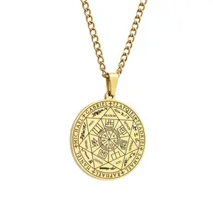 【PANG Jewelry】Personalized Hip-Hop Seven Angel Magic Array Round Pendant Necklace Accessory for Men