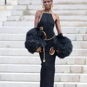 Black Dress Runway accented with Gold Circular Cutouts