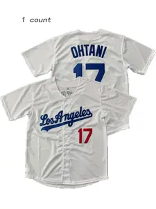 LA Shohei Ohtani 17 Multi Color Comfortable Breathable Jersey, Casual Outdoor Daily Sports Micro Bullet Spring/Summer Universal Men's Baseball Jersey
