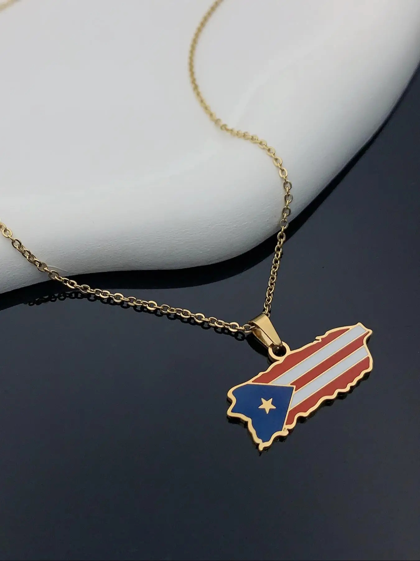Fashion Stainless Steel Flag Design Charm Necklace, Stainless Steel Necklaces, Punk Streetwear Women Matching Necklace, Hip Hop Matching Vintage Jewel