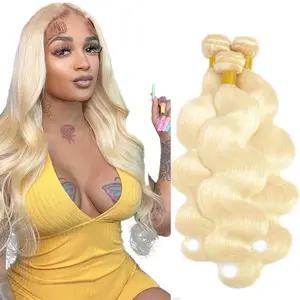 613 Blonde Bundles Human Hair Body Wave Unprocessed Brazilian Virgin Human Hair 3 Bundles 12A Quick Weave Hair Extensions Double Weft