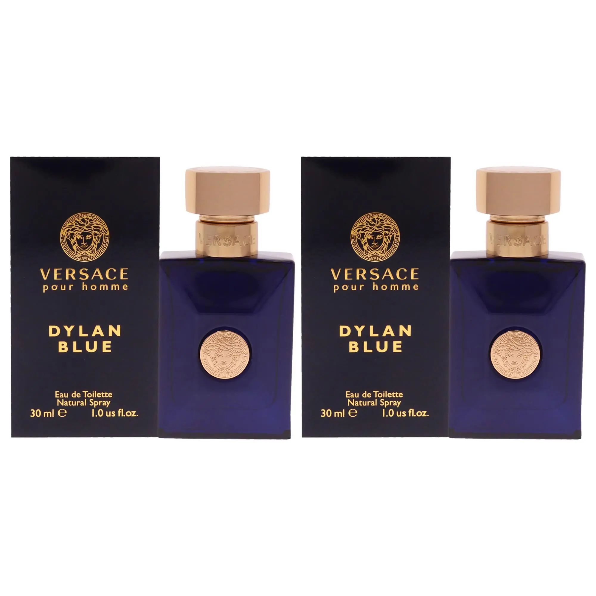 Versace Dylan Blue Eau de Toilette Spray for Men, 1 oz, Pack of 2 (2 bottles)