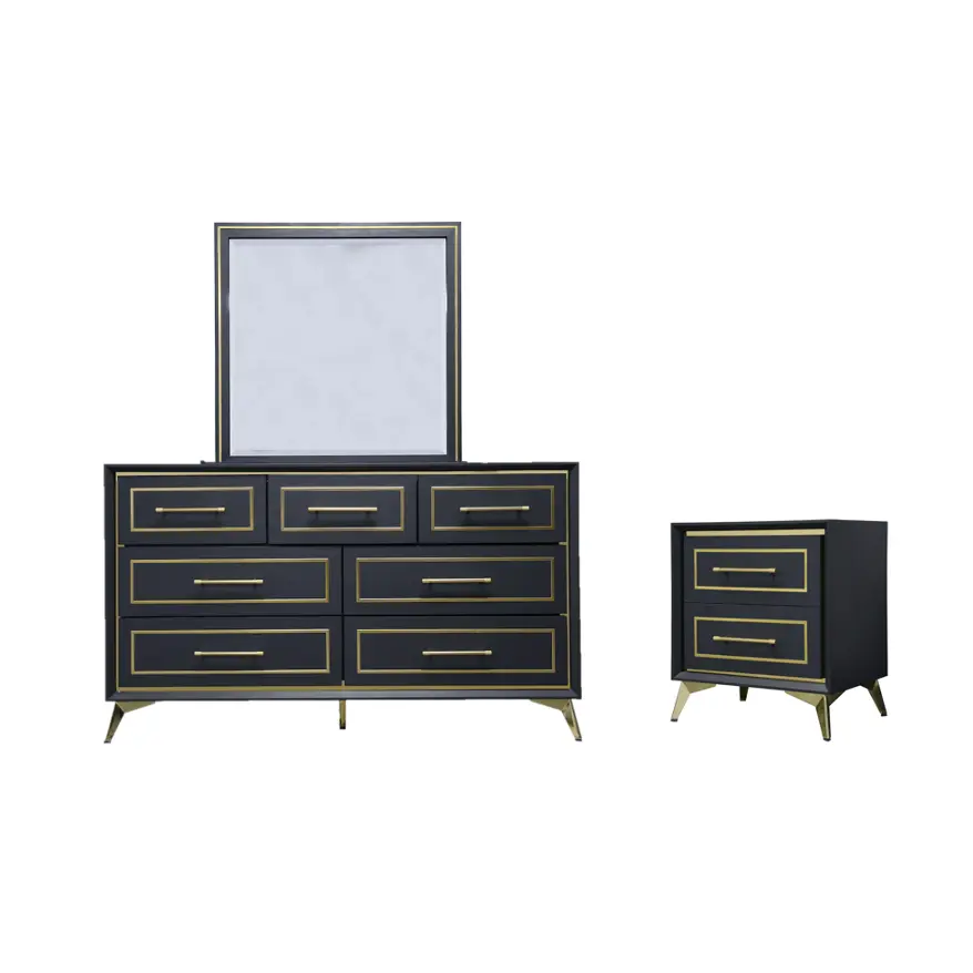 Auryn Dresser with Mirror & Tiffany Nightstand
