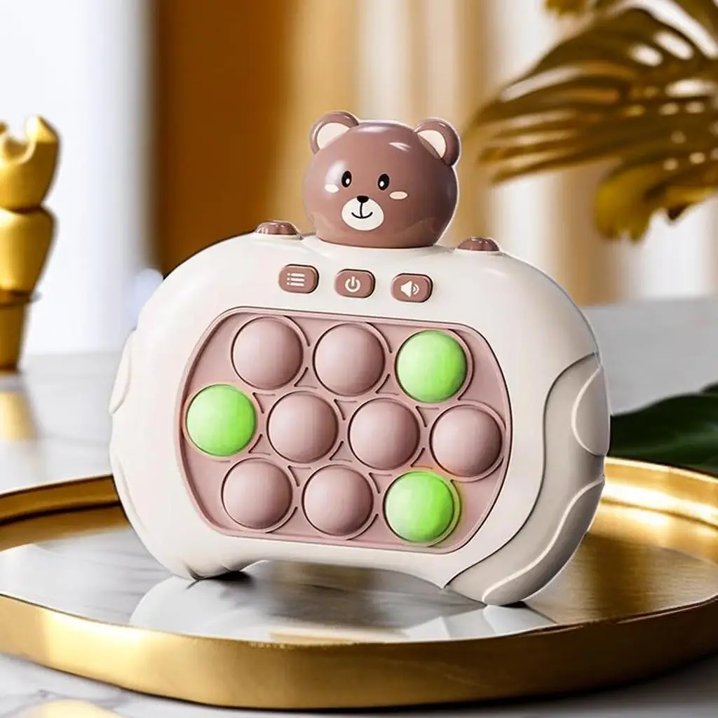 Cartoon Bear Design Quick Push Pop Game Machine for Summer Gift, 1 Count Handheld Gaming Device Game Console for Pop It Game, Anti-anxiety Decompressi
