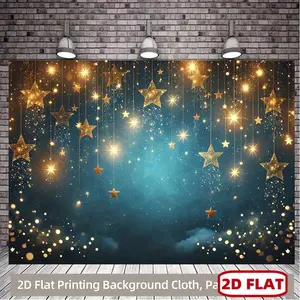 1pc 2D Flat Printing Backdrop Banner, Sparkling Stars In The Sky Vibrant Cloth for Birthday Parties, Photo Booths Celebrations, Backdrop, Hanging Fabric, No Power Needed, Event Decor, Celebration