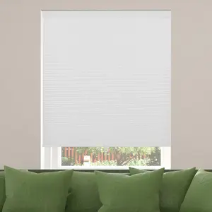 Blackout Cellular Honeycomb Shade, Cordless, 3/8" Single Cell, 34.5" W x 60" H, Blackout White
