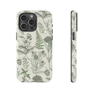 Wildflower Sage Green Drawing Phone Case cover for iPhone 16 iPhone 15 iPhone 14 iPhone 13 iPhone 12 iPhone 11 iPhone 8 iPhone 7 & SE Dual Layer Protection & Scratch-Resistant Finish