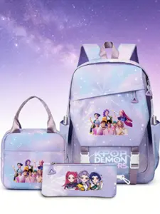 Kpop Demon Hunters Backpack Set, 3pcs Student Bag with Lunch Bag and Pencil Case, Cute Vibrant Cartoon Graphics Travel Laptop Backpack for All Seasons
