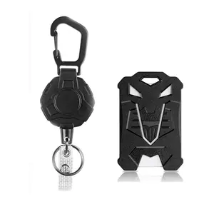 Transformer Pattern ID Badge Holder with Lanyard, 1 Set Retractable Badge Reel with Card Protector, Identification Badges & Supplies for Office