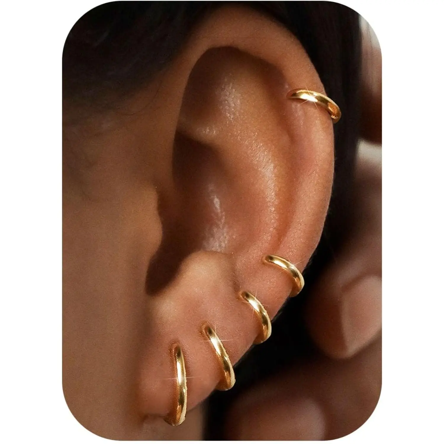 MILACOLATO 5Pairs Gold Hoops Earrings for Women Gril Men 14K Plated Gold Small Gold Silver Hoop Earrings Cubic Zirconia Cartilage Sleepers Huggie Hoop Earring 6/7/8/9/10mm, Hypoallergenic Earrings, Gold Filled Earrings summerwins