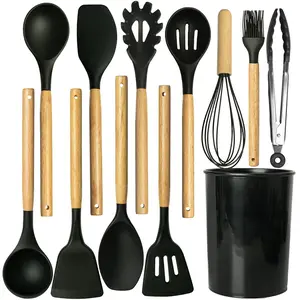 Silicone Kitchen Cooking Utensils Set - Chef 12PCS Heat Resistant Kitchen Utensils - Spatula, Spoon, Whisk, Dishwasher, Safe Kitchen Utensils Gadgets Tools Set
