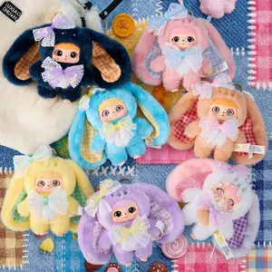 Cute Kitten Plush Keychain Blind Box, Random Style, 360° Rotating Eyes, Fluffy Stuffed Toy for Kids Girls Gift