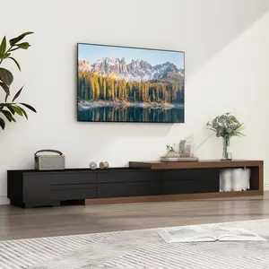 Extendable TV Stand Cabinet for TVs up to 100-inch, Modern Entertainment Center & Media Console with Drawers, Length Adjustable TV Console for Living Room(Black)(White)