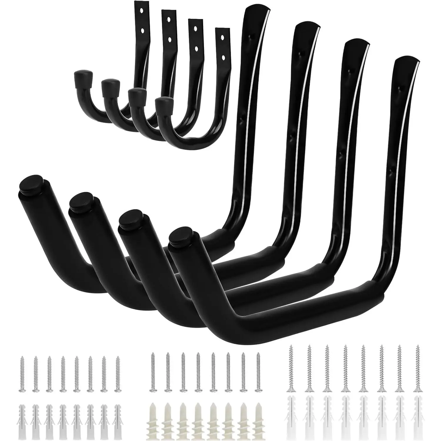 Heavy Duty Kayak Storage Rack, 100 lbs (80 kg) Wall Mount Hooks for Hanging Indoor/Outdoor, Pack of 15inch Large Garage Hooks for Ladders Kayaks Surfboards, Black Organizer Hangers, Kayak Accessories