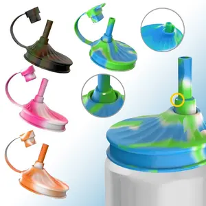 BPA-Free 4 Pack Soda Can Lids with Straw - Reusable Silicone Cover for Coke, Beer, Juice, Energy Drink - Standard Fit, Durable, Eco-Friendly Children's Day Drinkware Set