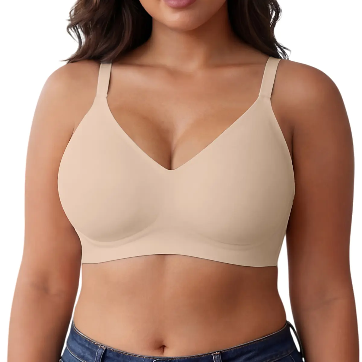 Women's Basic Minimalist Soft Polyester Wireless Bra - Comfortable, Slight Push-Up, Seamless Full Coverage, Adjustable, Slight Support Bralette for Everyday Womenswear, Hand Wash
