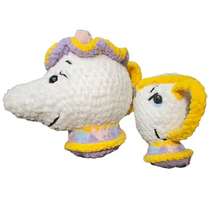 Crochet Teapot/Teacup Amigurumi Plushie Cute Gift & Decoration Perfect Birthday Christmas Present Soft Cuddly Handmade in USA