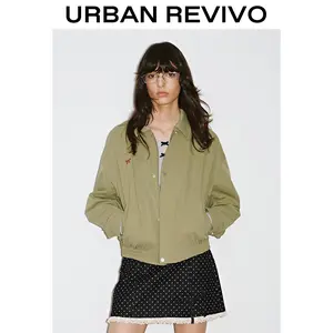 URBAN REVIVO UYL150095 Women's Longsleeves Fashion Coat - 2025 Style Elegance Jacket, Versatile Casual Outerwear for Everyday Wear