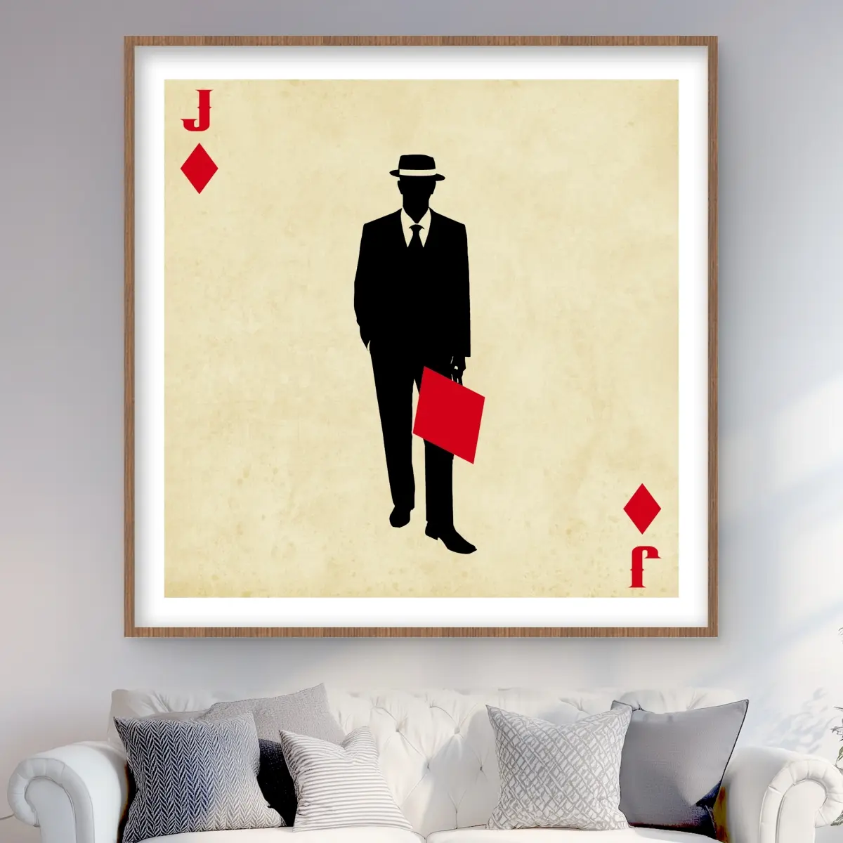 Begin Home Decor C1FM4848VWX12T 48 x 48 in. Jack of Diamonds - Sepia Man Cave Framed Print Wall Art - Home Decor