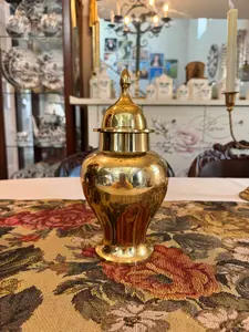 Vintage brass lidded ginger jar