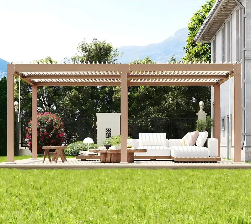 PeakPursuit Louvered Pergola - 10'x20' Outdoor Pergolas with Adjustable Louvered Roof, Reinforced Aluminum Frame, Integrated Drainage System, Outdoor Gazebo for Deck, Patio, Backyard and Garden