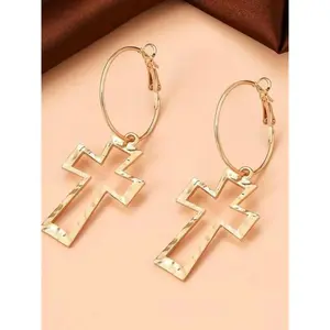Trend Cross Design Dangle Earrings, 1 Pair Vintage Trendy Dangle Earrings, Chic Gorgeous Jewelry As Gift for Girlfriend
