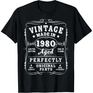 Funny Graphic Tee,Vintage 45 Birthday Decorations Men 45yr 1980 45th Birthday T-Shirt