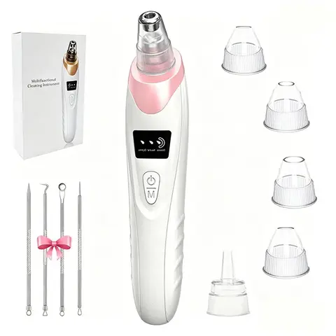 Electric Facial Cleansing Kit, Includes 5 Replacement Brushes & 4 Stainless Steel Tools, Manual Silicone Scrubber, Skin Care Gift