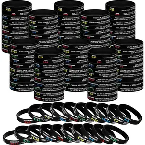 100 Pcs Christian Scripture Bracelets Bulk Rubber Religious Wristbands