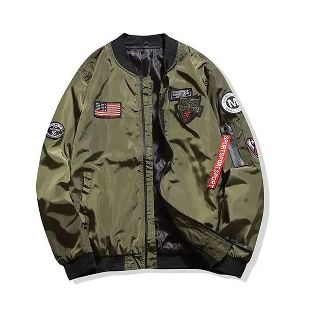 Men's Plain Flight Jacket, Loose Casual Outdoor Coat with Decorative Ribbons for Everyday Wear and Travel