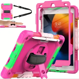 Case Compatible With IPad 9th/8th/7th Generation With Screen Protector Pen Holder, IPad Case 10.2 Inch, Heavy Duty Protection Cover W/Stand Hand Shoulder Strap For IPad A2602 A2197