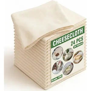 24 count 20x20 Inch Grade 100 Cheese Cloth, Cheese Cloths for Straining, Unbleached , Cheesecloth with Hemmed Edge,  for Cooking, Baking, Juicing, Cheeses Making