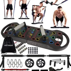Portable Exercise Equipment with 16 Gym Accessories.20 in 1 Push Up Board Fitness,Resistance Bands with Ab Roller Wheel,Full Body Workout at Home