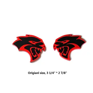 Hellcat Side Emblem Badge Set for Dodge Challenger & Charger - Black/Red/Chrome 2-Pack