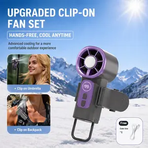2026 New Portable Mini Handheld Fan & Neck Hanging Fan, 199-Speed Turbo Wind Speed, 6-8 HoursLong Battery Life, with LED Light, USB Charging, Suitable for Outdoor Camping Car, Best CoolingGadget for Men Women