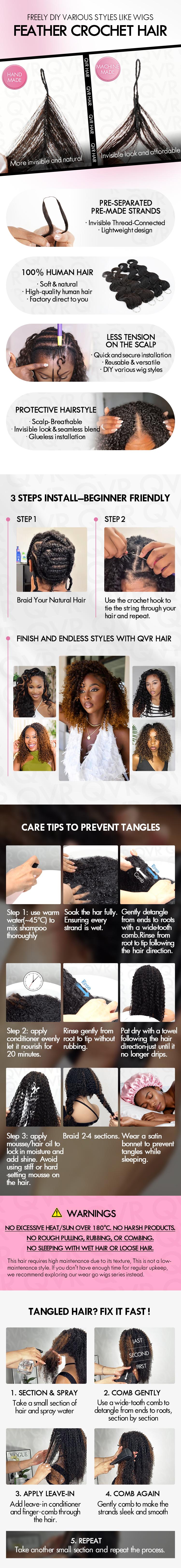 QVR Burmese Curly Crochet Hair Natural Black Machine Made Feather Crochet Human Hair Extension TikTokShopHolidayHaul