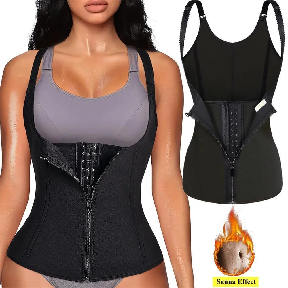 Women's Compression Shapewear Tank Top - Breathable Polyester Waist Cincher Shapewear with Zipper Front, Firm Tummy Control Corset for Daily Wear, Zipper Front Shapewear