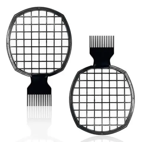 2Pcs Bamboo Upgraded Twist Combs Hair Sponge Set - Dual-Sided, 2.4oz, 8.27x3.54x0.43in Acrylonitrile Butadiene Styrene, Brush for Curly Hair, Men’s Natural Bouncy Curls & Updo Styling