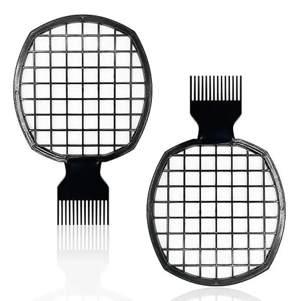 2Pcs Bamboo Upgraded Twist Combs Hair Sponge Set - Dual-Sided, 2.4oz, 8.27x3.54x0.43in Acrylonitrile Butadiene Styrene, Brush for Curly Hair, Men’s Natural Bouncy Curls & Updo Styling