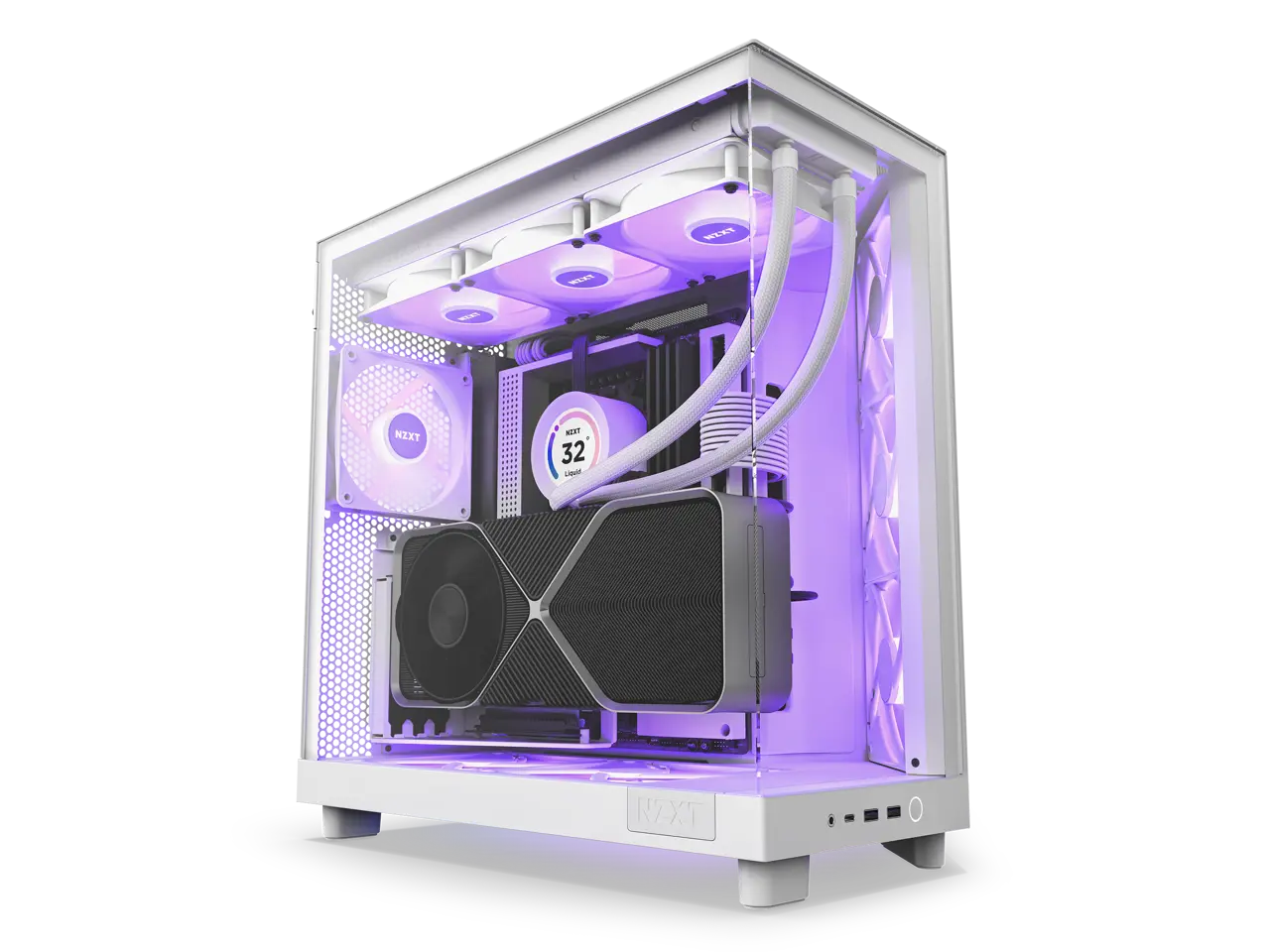 NZXT H6 FLOW RGB Compact Dual-Chamber Mid-Tower Airflow Case, White, CC-H61FW-R1 NZXT H6 FLOW RGB Compact Dual-Chamber Mid-Tower Airflow Case, White, CC-H61FW-R1