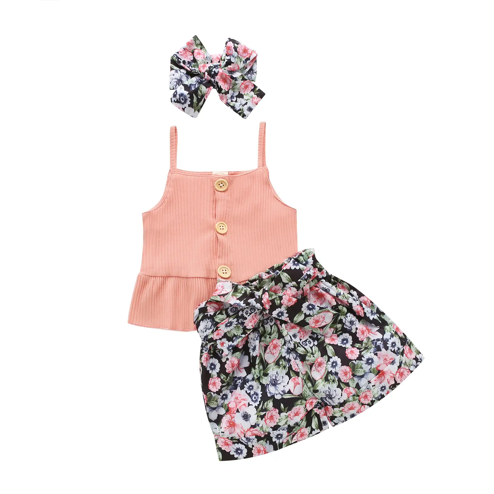 LAGKIYOJ Toddler Baby Girls Summer Floral Shorts Set Sleeveless Crop Tops + Bowknot Flower Pants 2Pcs Outfits