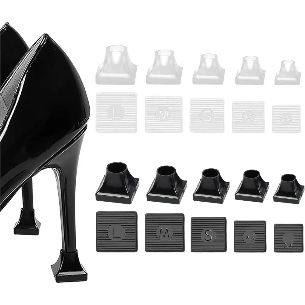 10 pairs of heel protection covers for high heels (5 sizes), non slip, protect your floor, suitable for outdoor weddings, prevent sagging in grass, gravel, bricks, and cracks Bedroom Bathroom