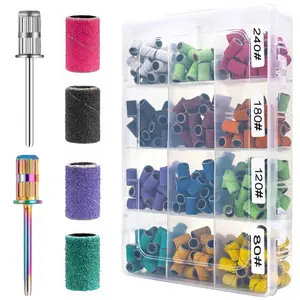 Sanding Bands for Nail Drill Portable Nail Strap Set 12 Color Coarse Fine Grit Efile Sand Set 80#120#180#240#,2 Pieces 3/32 Inch Nail Drill Bits for Manicures and Pedicures