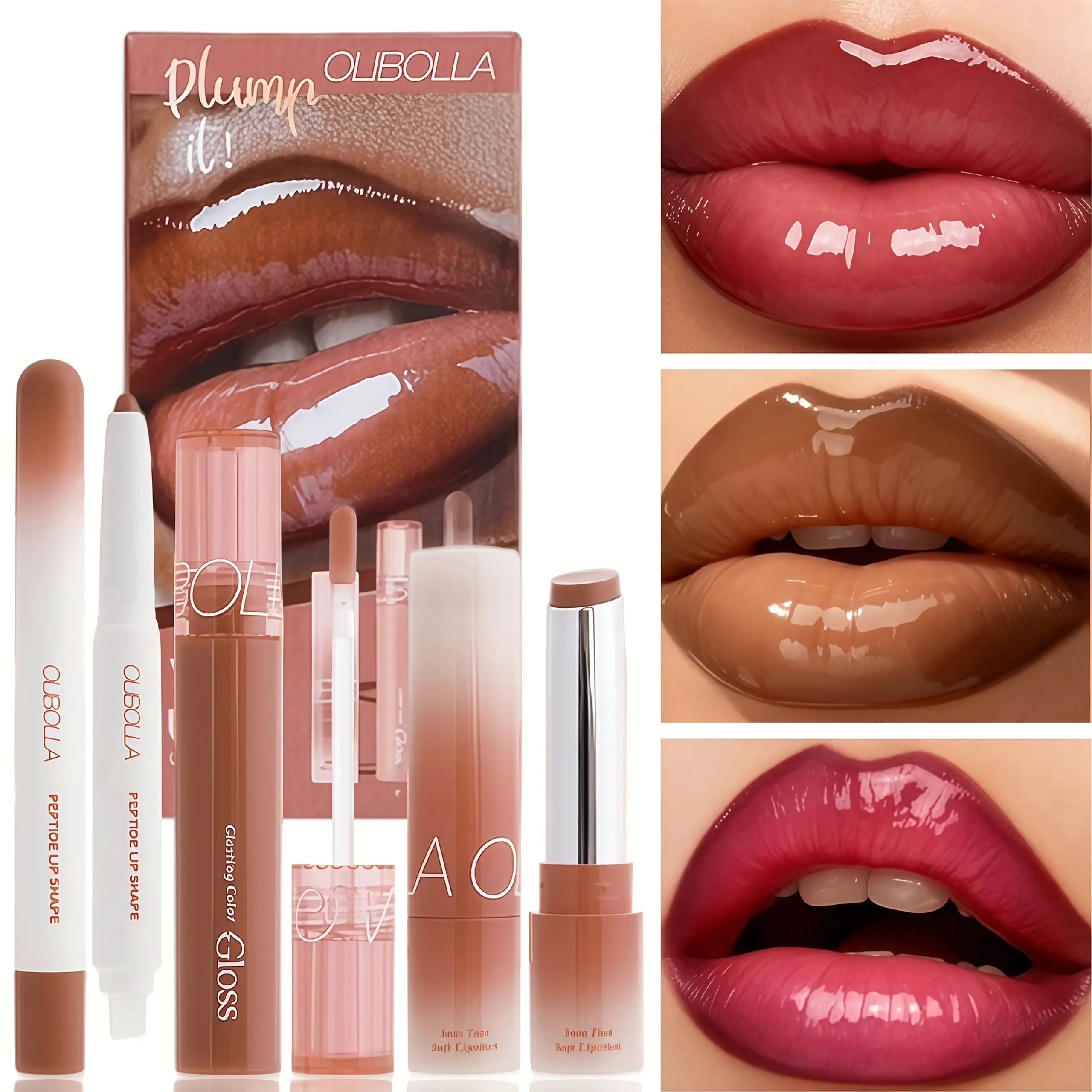 3Pcs Matte Mirror Lip Combo Kit - Multi-Pack Makeup Products, 24-Hour Wear Transferproof Waterproof Fadeproof Lipstick & Lip Gloss, Moisturizing Smooth Liner, Vitality Daily Cosmetic for All Skin Types, Summer Essentials, 24-Hour Wear Lipstick & Lip Gloss