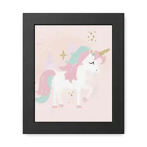 Pastel Unicorn Illustration Framed Poster | Kids Room Wall Art