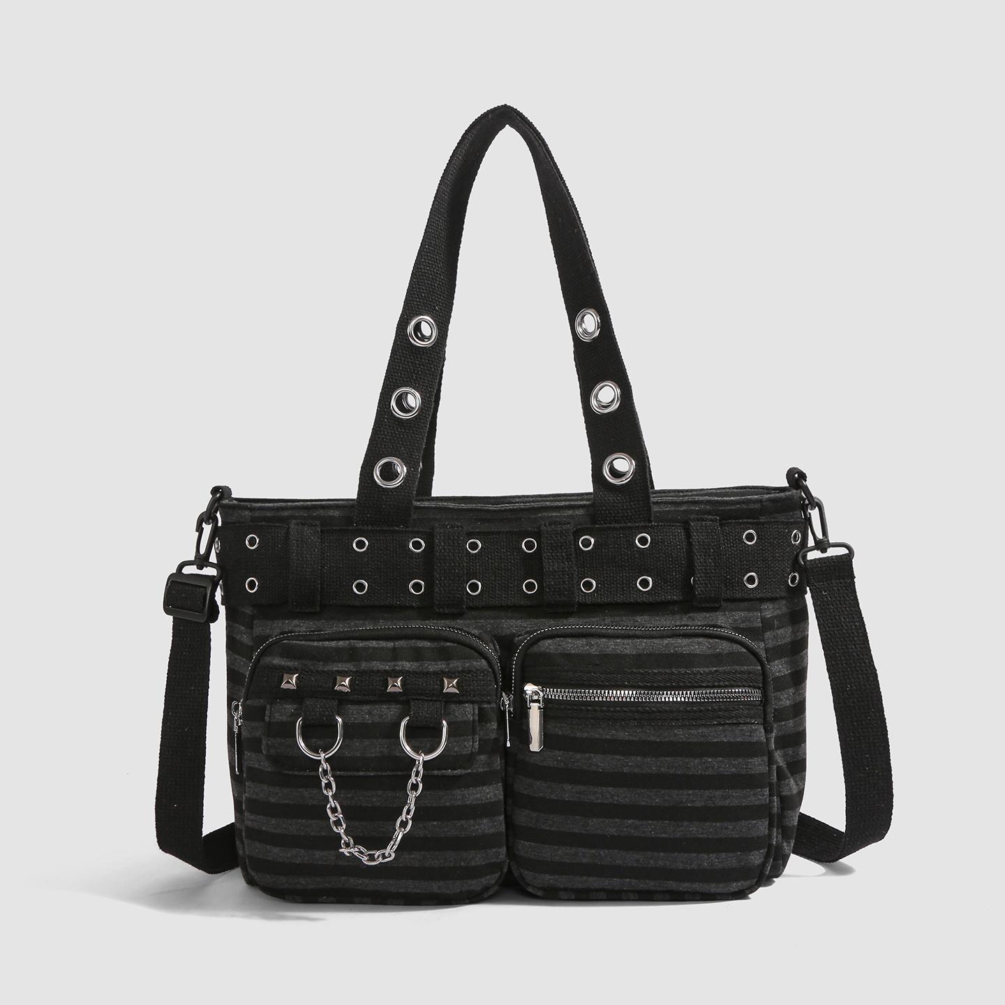 Goth Bag for Women, Corduroy Gothic Purse Y2K Bags with Zipper for