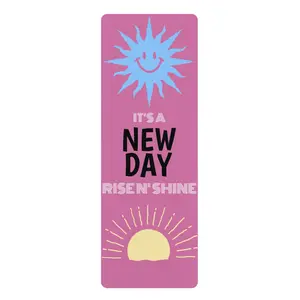 Risen Shine It's A New Day Rubber Yoga Mat - 24" x 70" Anti-Slip Pilates Exercise & Meditation Mat with Carrying Strap