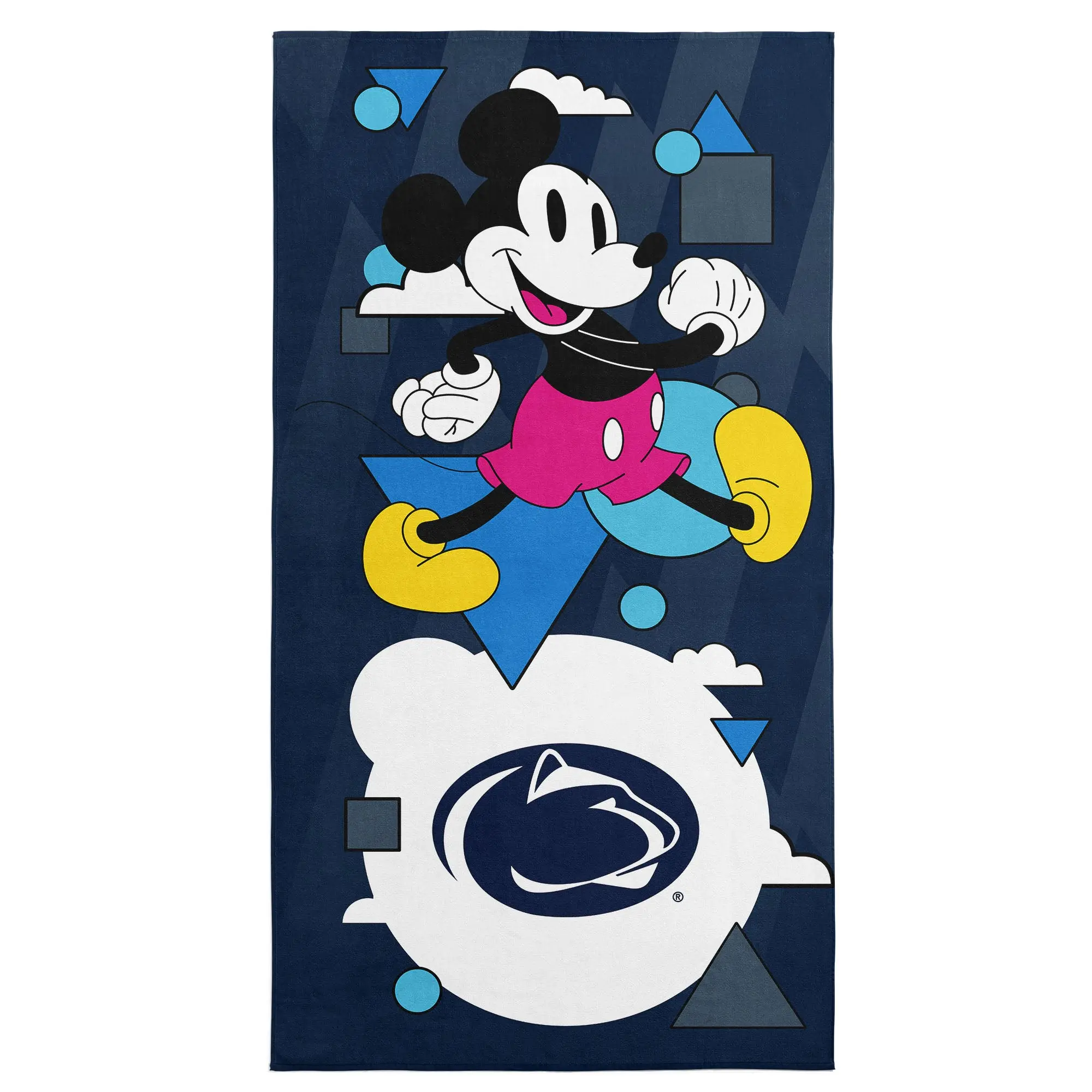 Collegiate Penn State University Mickey Mouse Good Vibes Navy Microfiber Beach Towel 30x60 inches